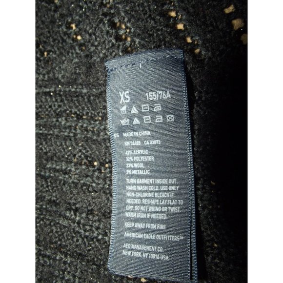 American Eagle Sweater Size XS Black shimmer Long cascading open front Cardigan - Picture 8 of 11
